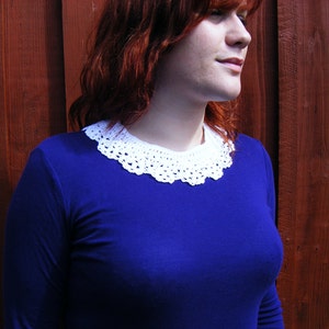 White Lace Collar Peter Pan Collar Crochet Neck Accessory image 5