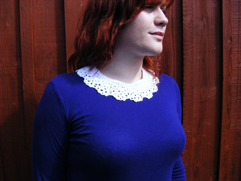 White Lace Collar Peter Pan Collar Crochet Neck Accessory image 5