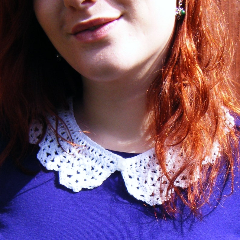 White Lace Collar Peter Pan Collar Crochet Neck Accessory image 4