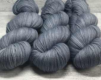 DK Sock Yarn Knitting Wool Mid Grey Hand Dyed Superwash Merino