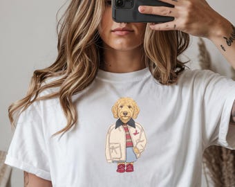 Koszulka Comfort Colors Goldendoodle, minimalistyczna koszulka dla mamy psa, koszulka vintage dla mamy Doodle, prezent dla miłośnika Goldendoodle, farbowana koszulka dla psa