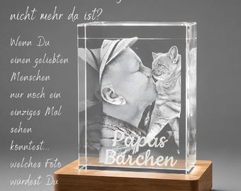 Cubo de cristal con grabado fotográfico 3D personalizado en el interior / Momentos hermosos / Regalo de recuerdo / Regalo de cristal personalizado
