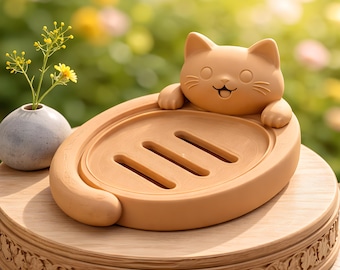 Cat Soap Dish | Gift for Animal Lovers and Cat Moms | 3D Printed | Birthday Gift Idea