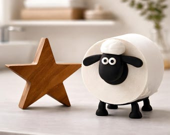 Sheep Toilet Paper Holder made of 3D print – Fun toilet paper storage & bathroom decor, personalized gift, choice of colors, housewarming gift