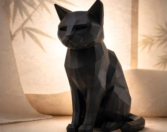 Gift idea for cat lovers | Modern low-poly cat figurine | Gift for cat lovers | Designer home accessory