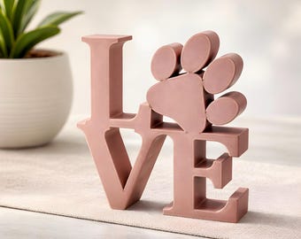 Love Sign with Paw Print | 3D Printed in PLA | Gift for Dog and Cat Lovers | Easter Gift Idea