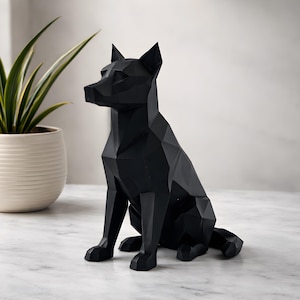 Hunde Deko Figur Uschi | Low Poly Hund Skulptur | Geschenk für Hundeliebhaber | Modernes Wohnaccessoire