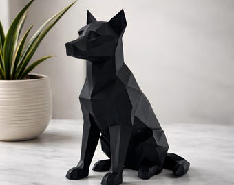 Dog Decorative Figurine Uschi | Low Poly Dog Sculpture | Gift for Dog Lovers | Modern Home Accessory