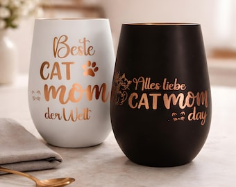 Personalized tealight holder/long drink glass / laser engraving / real glass / Mother's Day gift idea / gift idea for cat moms