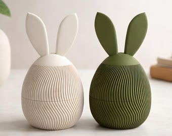 Conejito de regalo para dinero | Conejitos con forma de huevo estilo Japandi que se abren, perfectos para regalos en efectivo, impresos en 3D en PLA mate | Idea de regalo de cumpleaños