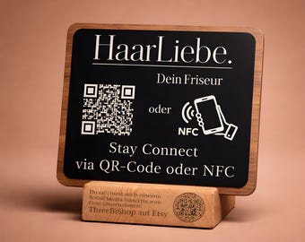 Social media stand with NFC chip and QR code | Personalized acrylic stand for business, Instagram, Wi-Fi, restaurants / Laser engraving