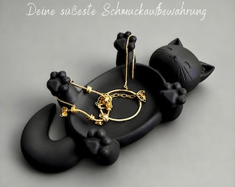 Moderne Schmuckschale in Katzenform, Weihnachtsgeschenk für Freundin und Haustierbesitzer, personalisierbar freie Farbauswahl