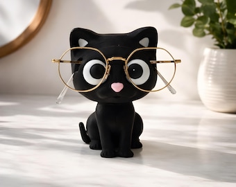 Brillenhouder/standaard/brillenplateau in de vorm van een kat | Bureau-organizer | 3D-geprint | Gepersonaliseerd cadeau voor kattenliefhebbers