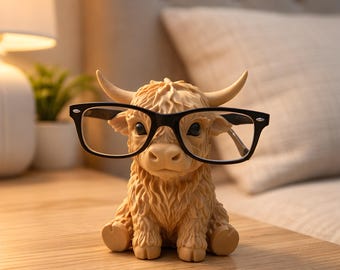 Cow Glasses Holder | Glasses Stand for Desk | Fun Glasses Tray | Gift for Farmers & Animal Lovers | Farmyard Decor