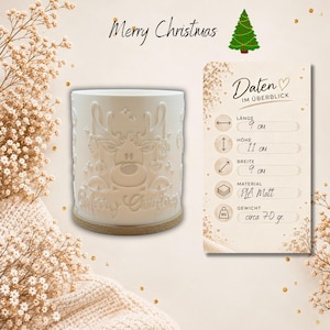 Merry Christmas Lantern | Reindeer Christmas Decoration, Gift for Christmas & St. Nicholas Day | LED Light | Rudolph the Reindeer