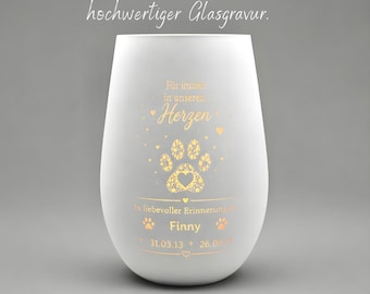 Memorial candle with personalized engraving or pre-made designs / Personalized lantern for animals / Remembrance candle for dogs and cats