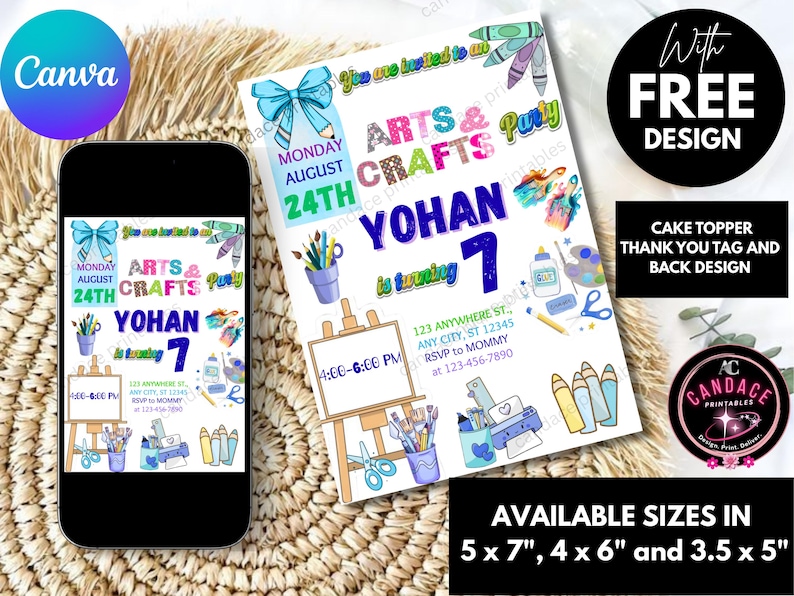 Arts & Crafts Themed Birthday Invitation Template for Boys Any Age ...