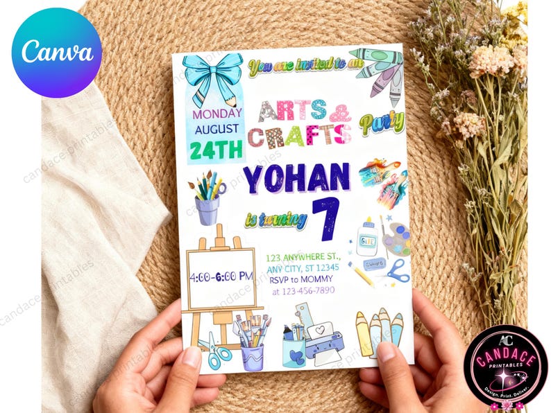 Arts & Crafts Themed Birthday Invitation Template for Boys Any Age ...