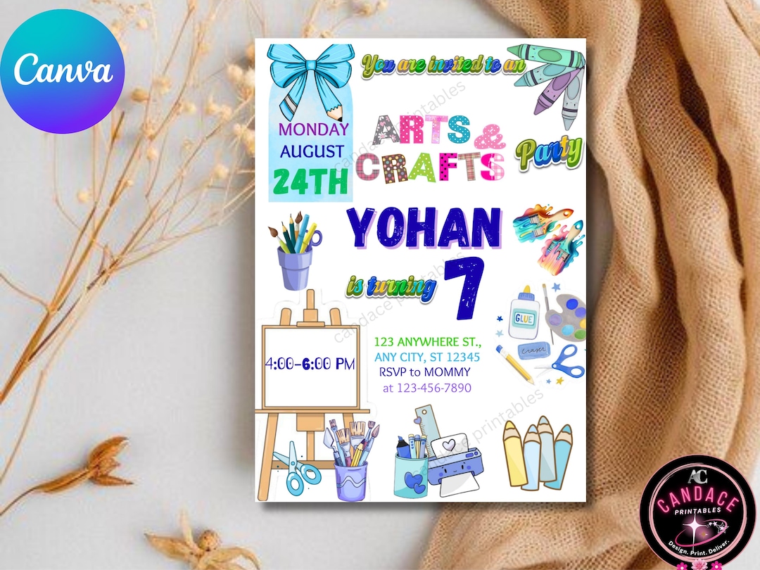 Arts & Crafts Themed Birthday Invitation Template for Boys Any Age ...