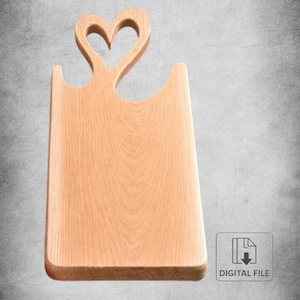 Tabla de cortar con asa de corazón, diseño CNC/archivos de fresado láser (descarga digital DXF, SVG, PDF, AI, lbrn2)