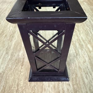 Moderne schwarze Metallglas Laterne, rechteckig, Stumpenkerzenhalter