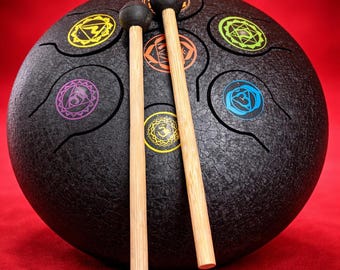 Steel Tongue Drum 9 Inch Meditation Drum with Mallets – Chakra Healing Handpan Drum, Yoga Sound Therapy Instrument, Beginner Percussion Gift