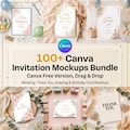 100 Canva Invitation Mockup Bundle, 5x7 Editable Card Mockup, Wedding Invitation, Greeting Card, Birthday, Thank You, Canva Template product logo