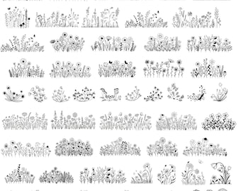 Wildflower SVG-bundel, natuur bloemen Svg, Wildflower Svg, bloem Svg, Svg, png, bloembundel