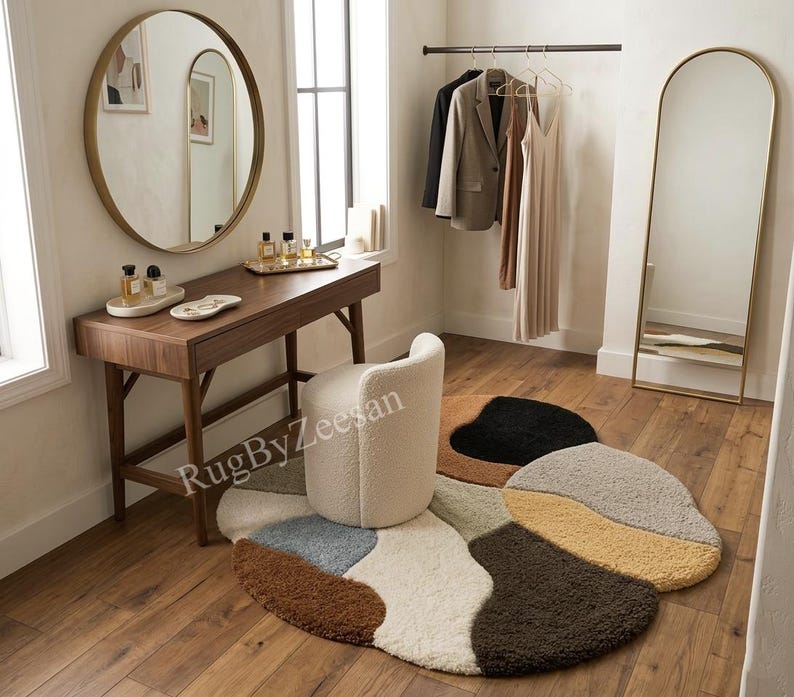 Handmade Abstract Tufted Area Rug, Irregular Color Block Boho Carpet ...