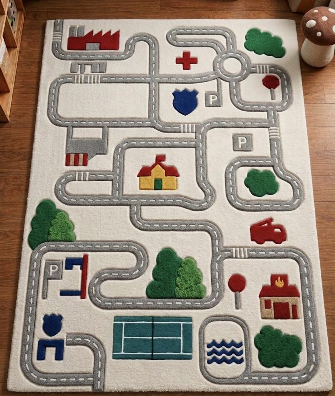 Interactive Road Map Rug for Kids Playroom | Childrens Town Play Mat ...