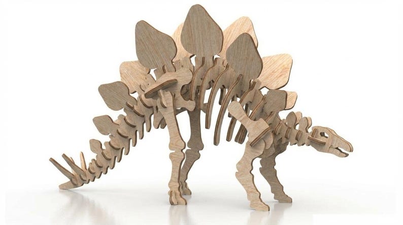 Wooden Dinosaur 3D Puzzle Laser Cut File Triceratops Stegosaurus T-rex ...