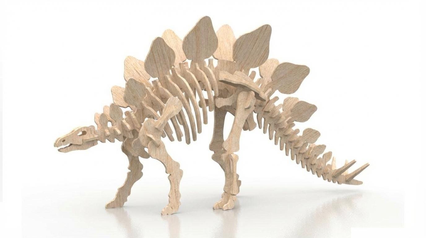 Wooden Dinosaur 3D Puzzle Laser Cut File Triceratops Stegosaurus T-rex ...