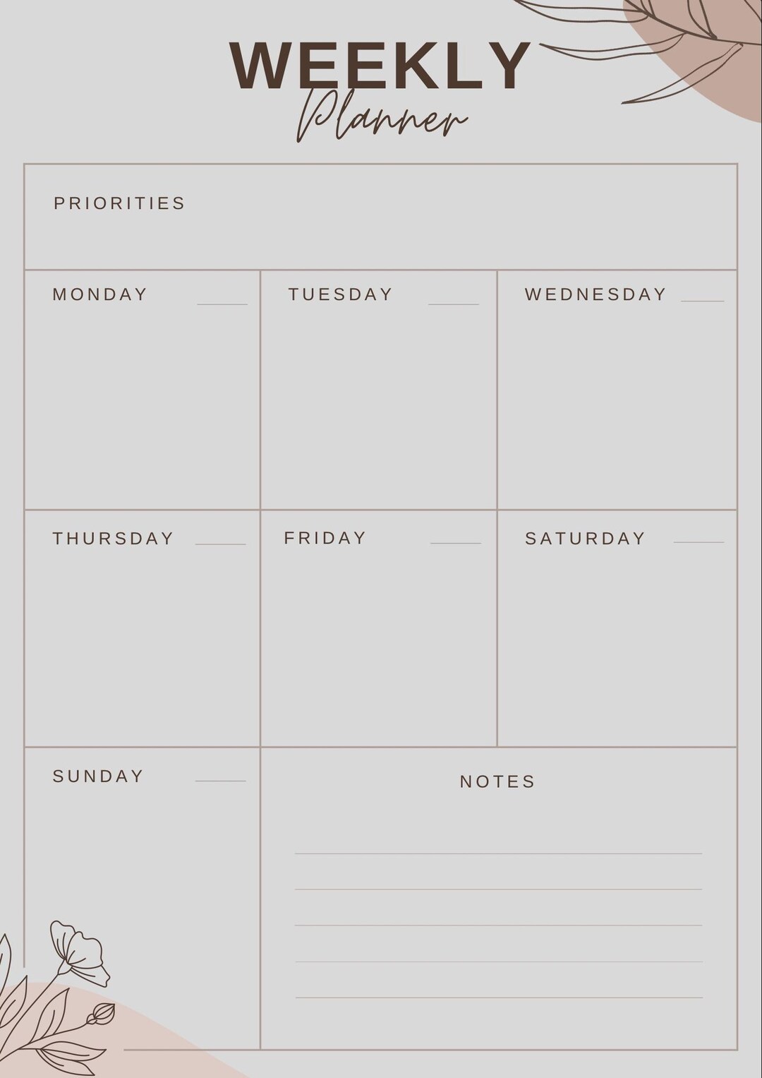 Minimalist Weekly Planner Printable | A4 PDF | Instant Download ...