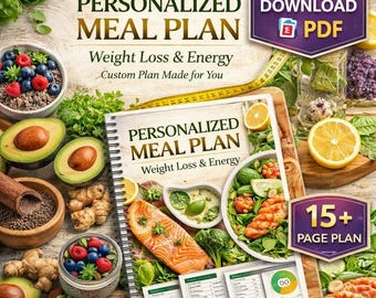 Personalized Meal Plan for Weight Loss & Energy – Custom Diet PDF, High Vibration Foods, Intuitive Eating Guide