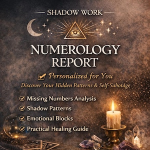 Você se sente estagnado(a)? Leitura de Numerologia do Trabalho com a Sombra | Análise de Números Ausentes | Relatório Personalizado | Autossabotagem e Padrões Ocultos (PDF)