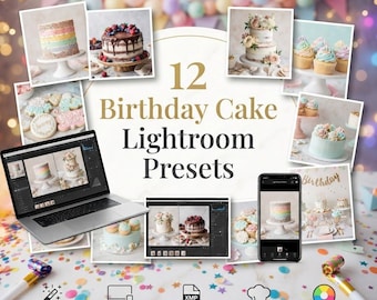 12 Birthday Cake Lightroom Presets | Bakery Food Photography (XMP, DNG)