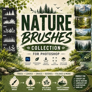Nature Brushes Collection for Photoshop | Trees, Leaves, Grass, Foliage (Digital Download)