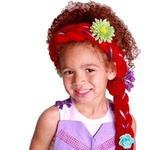 Little Mermaid Yarn Costume Wig, red yarn wig,  Mermaid crown hair,  little mermaid hair, mermaid princess hair, mermaid birthday party