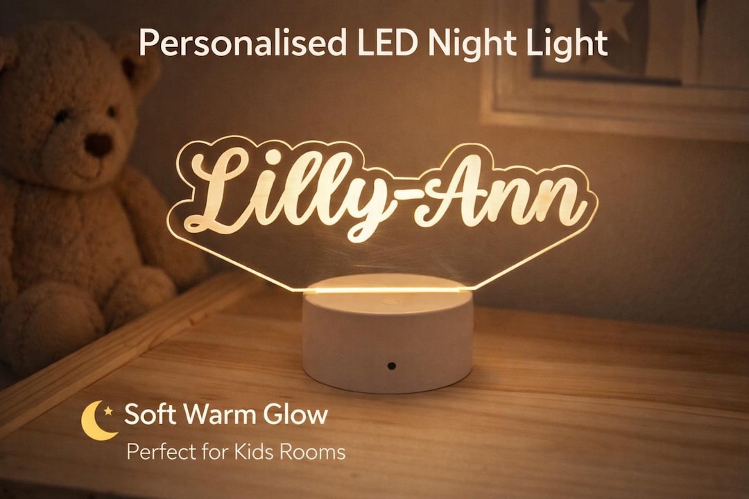 Led Nightlight Name Personalised Name LED Lamp | Custom Acrylic Night Light, Kids Bedroom ...