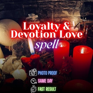 Pode incluir: Imagem com velas vermelhas acesas, uma caveira branca e o texto "Lealdade e Devoção Feitiço de Amor". O texto adicional inclui "PROVA FOTOGRÁFICA", "NO MESMO DIA" e "RESULTADO RÁPIDO".