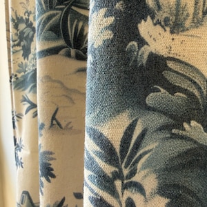 Vintage Country Paisley Floral Curtain, Romatic Toile de Jouy Linen Drape image 7