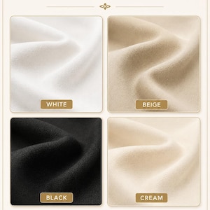 May include: A color chart titled BLACKOUT LINING COLORS displaying four fabric swatches in white, beige, black, and cream. The text below states: PLEASE NOTE. Select your preferred lining color. Blackout lining blocks 80-90% of incoming light.