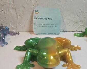 Friendship Frog Resin Figurine | Handcrafted Connection Keepsake | Glow-in-Dark