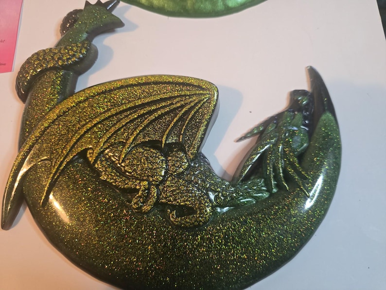 Dragon Moon Resin Wall Art | Crescent Moon Decor | Inspirational Gift | Handmade by My 3D Family image 5