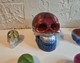 Resin Skull Figurine | Glow-in-Dark | Goth Home Décor | Handcrafted Keepsake