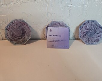 Sip & Rise Coasters | Mindful Resin Coaster Set | Self-Care Home Décor