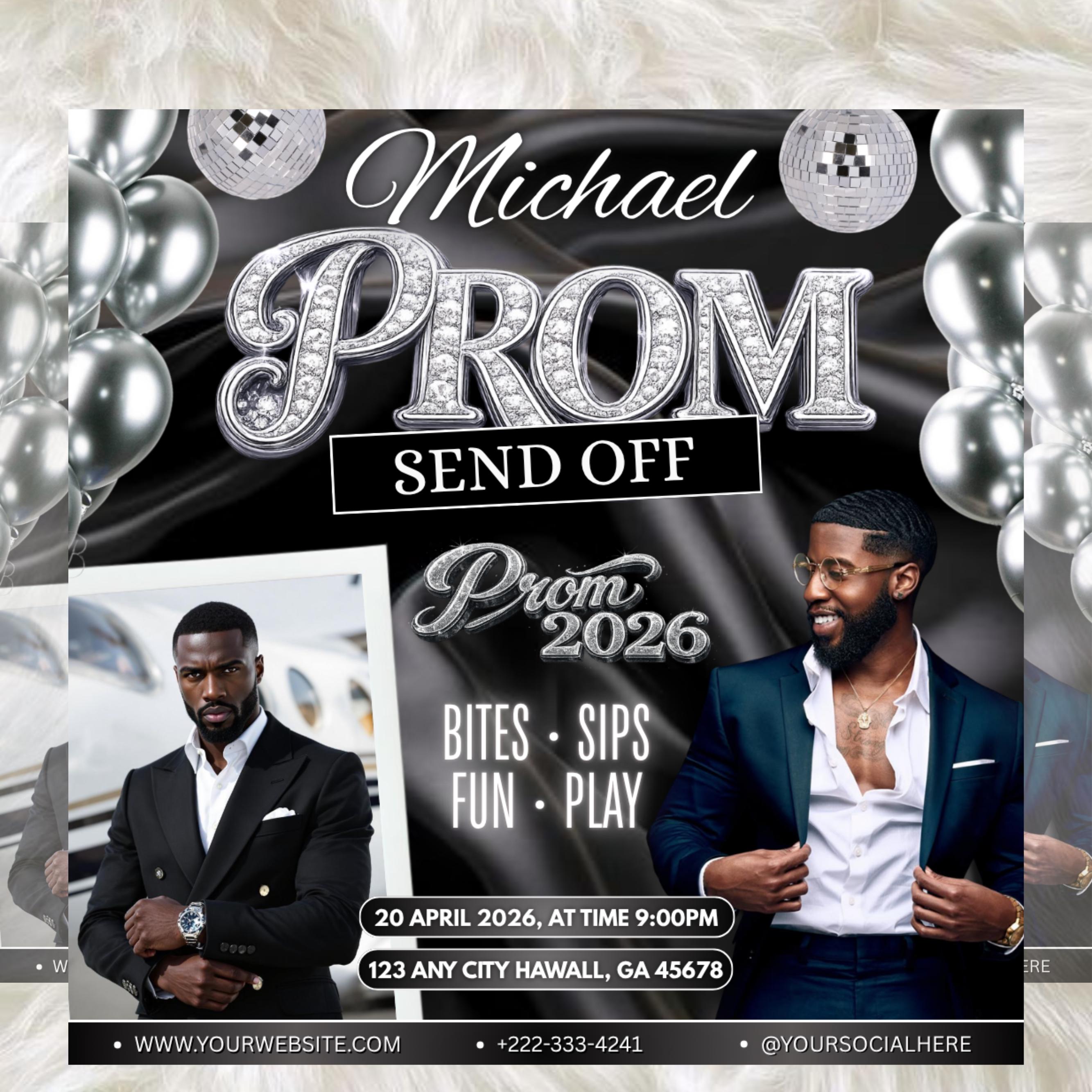 Prom Send off Flyer Template Canva Editable | Prom Invitation Flyer ...