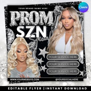 Prom Booking Flyer, Prom Szn Special Flyer, Prom Season Deal Flyer, Homecoming Flyer Template, MUA Flyer, DIY text, instant download