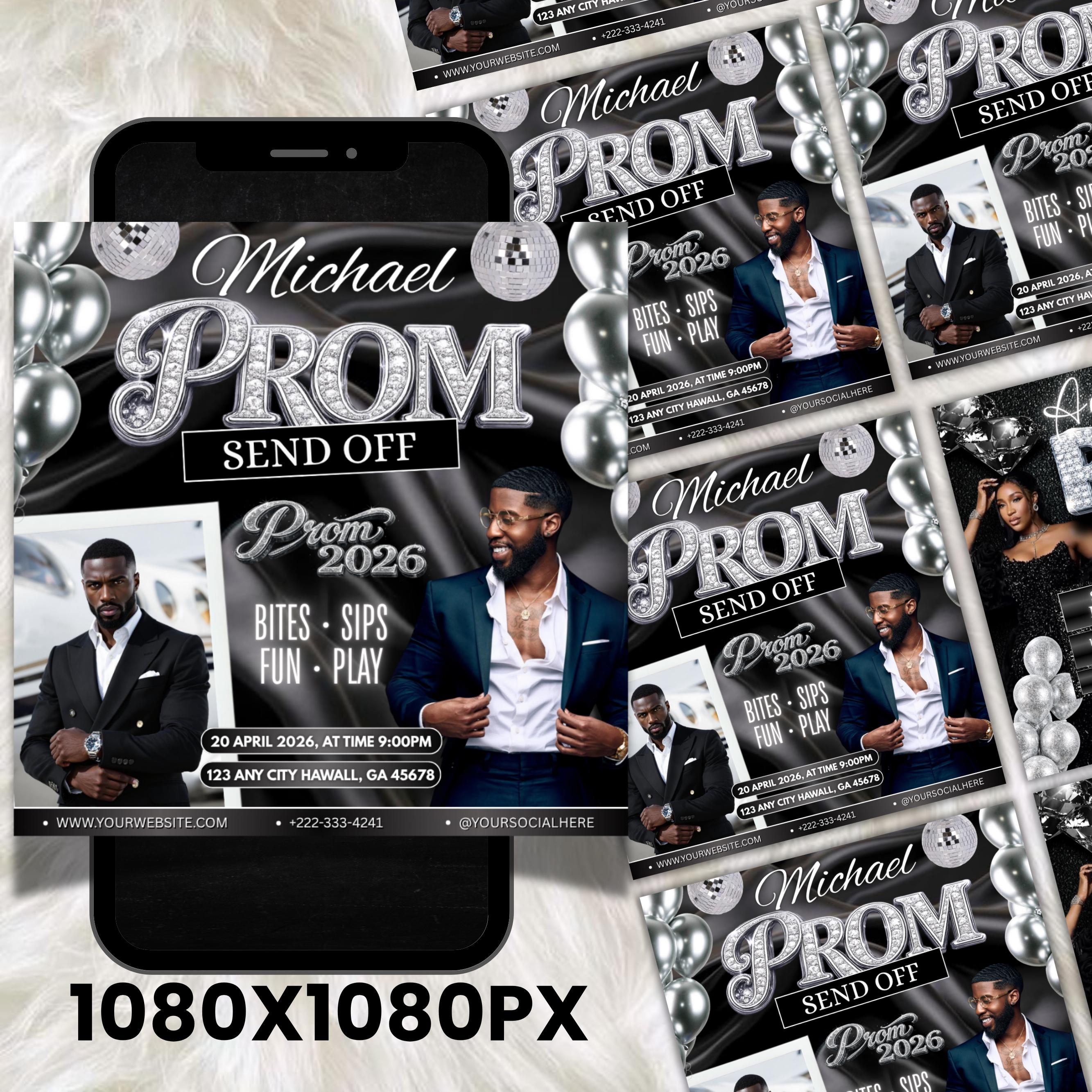 Prom Send off Flyer Template Canva Editable | Prom Invitation Flyer ...