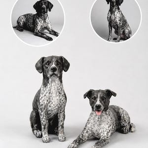 Set beeldjes Duitse korthaar, aangepaste huisdiersculptuur van foto, cadeau hond Mom